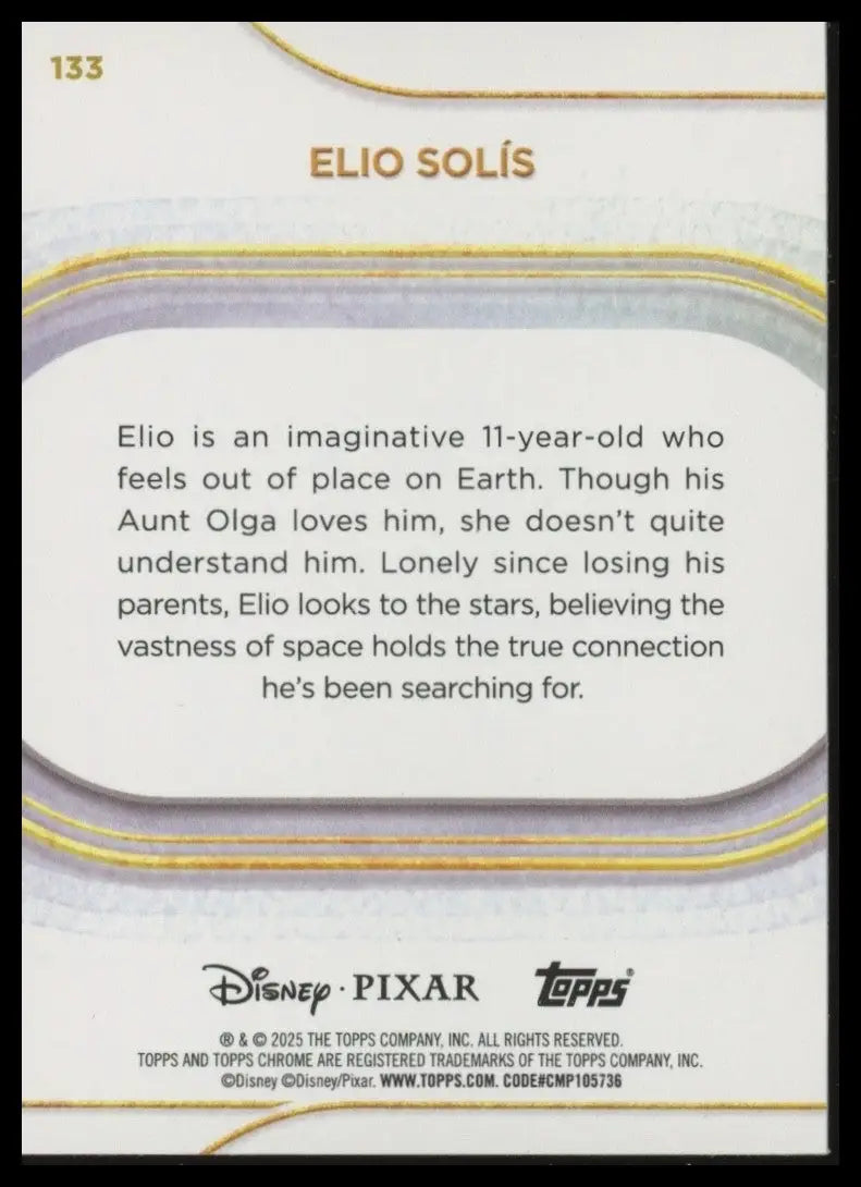 2025 Topps Chrome Disney Elio Solis Debut #133 PIxar Trading Card - Non-Sports Card Single
