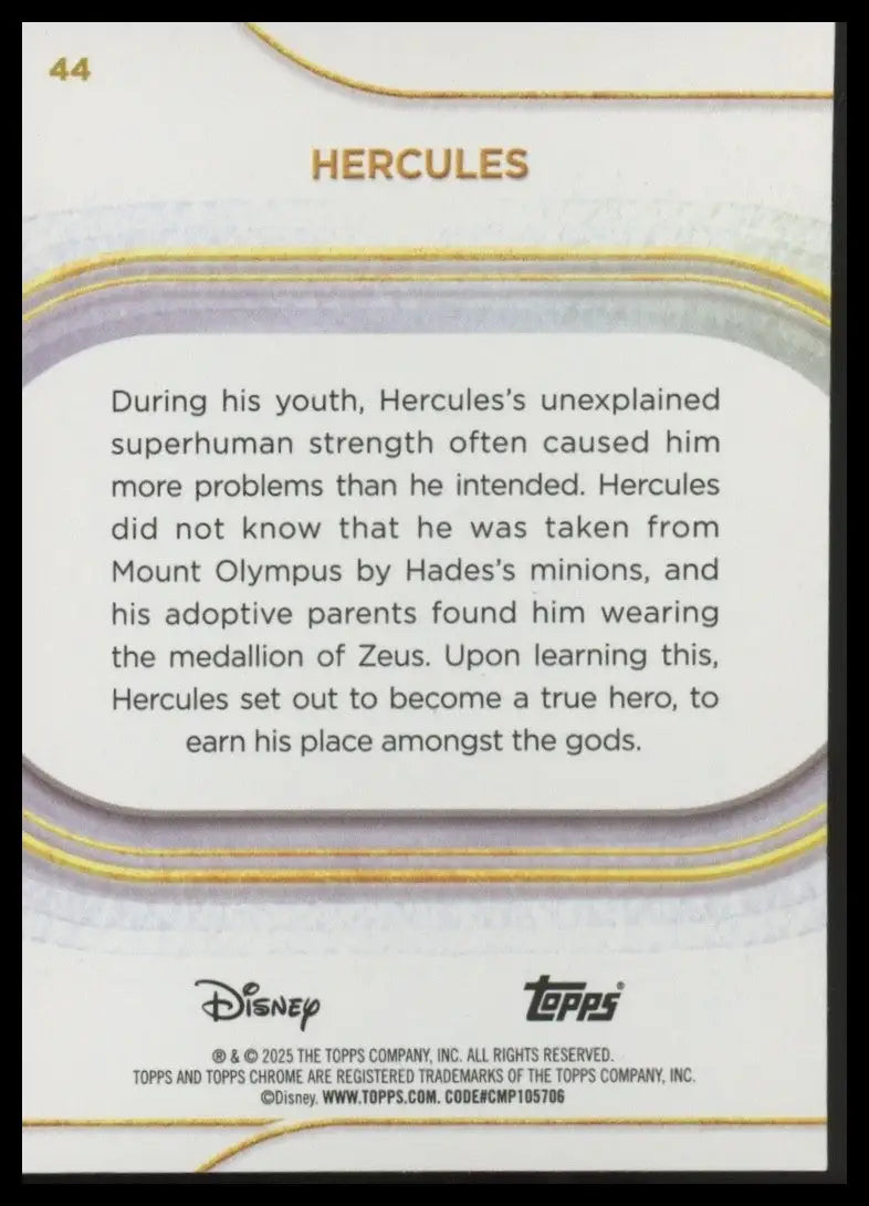 2025 Topps Chrome Disney Hercules #44 Animated Movie Card Trading - Non-Sports Card Single