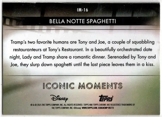 2025 Topps Chrome Disney Iconic Moments Insert Card IM-16 Bella Notte Spaghetti - Non-Sports Card Single