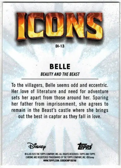 2025 Topps Chrome Disney Icons Insert Card DI-13 Belle - Non-Sports Card Single