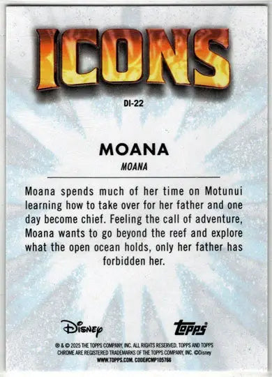 2025 Topps Chrome Disney Icons Insert Card DI-22 Moana - Non-Sports Card Single