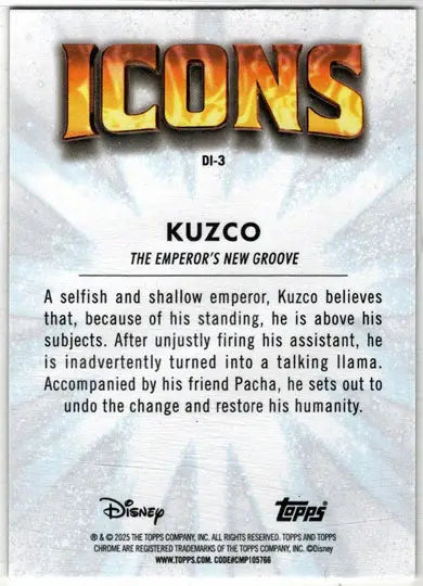 2025 Topps Chrome Disney Icons Insert Card DI-3 Kuzco - Non-Sports Card Single