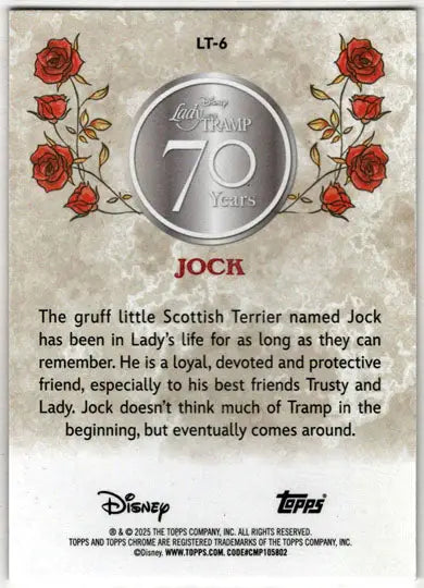 2025 Topps Chrome Disney Lady and Tramp 70th Anniversary Insert Card LT-6 Jock - Non-Sports Card Single