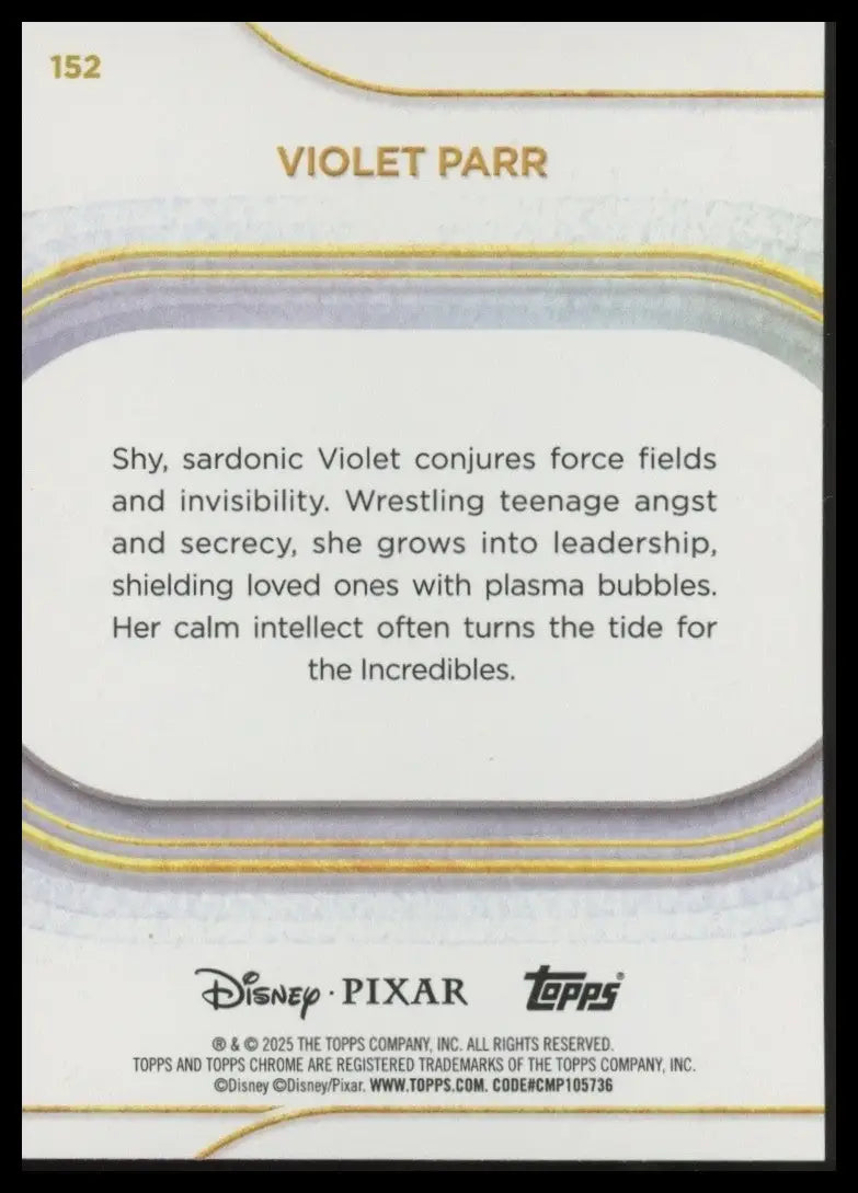 2025 Topps Chrome Disney Mini Diamond Refractor Violet Parr #152 Incredibles - Other