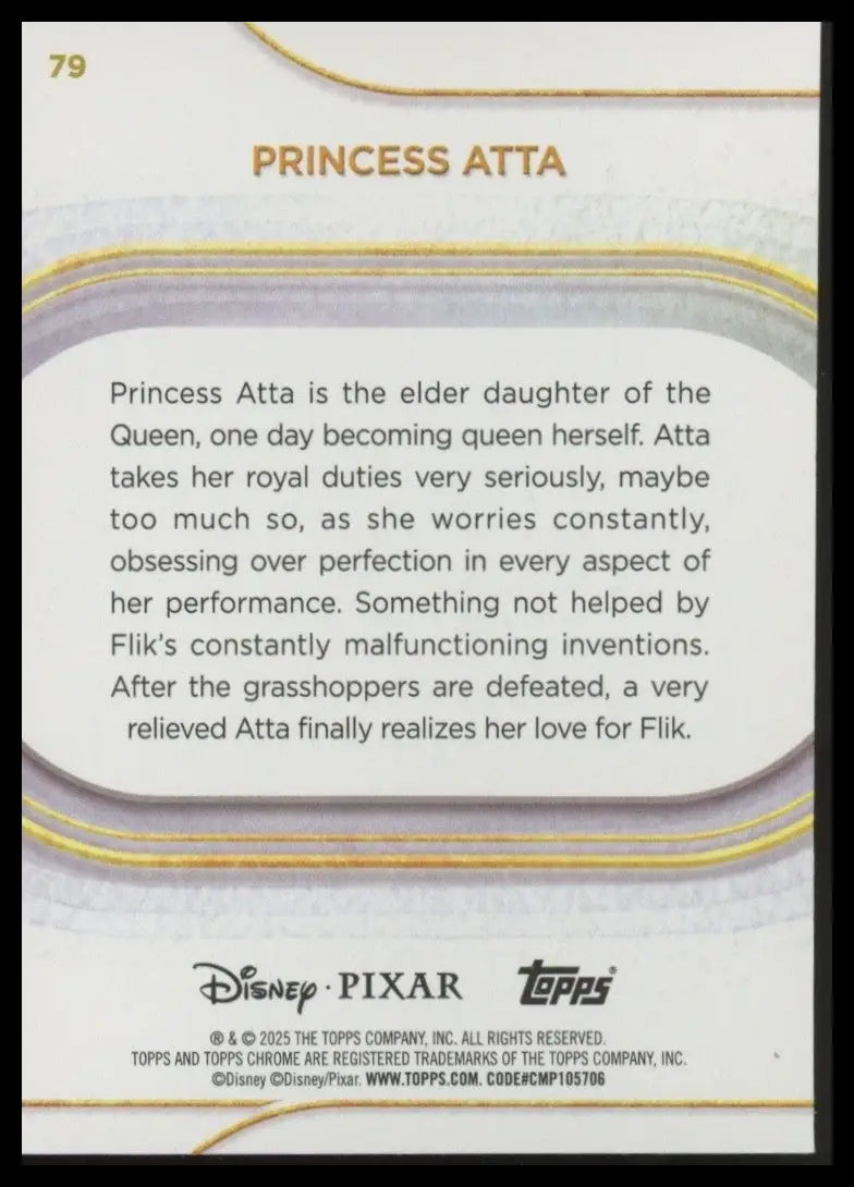 2025 Topps Chrome Disney Princess Atta #79 Pixar Bugs Life Trading Card - Non-Sports Card Single