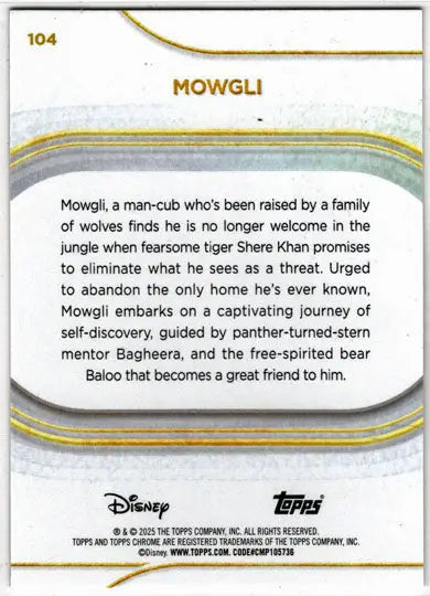 2025 Topps Chrome Disney Prism Parallel Card 104 Mowgli - Non-Sports Card Single