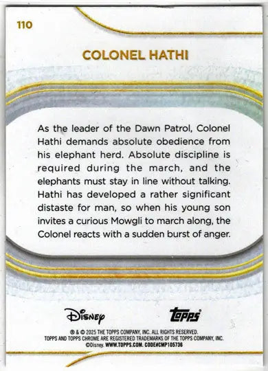 2025 Topps Chrome Disney Prism Parallel Card 110 Colonel Hathi - Non-Sports Card Single