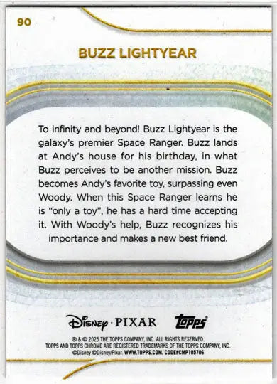 2025 Topps Chrome Disney Prism Parallel Card 90 Buzz Lightyear - Non-Sports Card Single