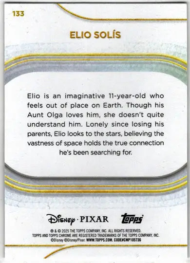 2025 Topps Chrome Disney Purple Refractor Card 133 Elio Solis 69/75 - Non-Sports Card Single