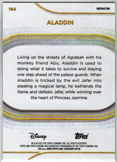 2025 Topps Chrome Disney Refractor Parallel Card 184 Aladdin - Non-Sports Card Single