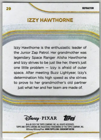 2025 Topps Chrome Disney Refractor Parallel Card 29 Izzy Hawthorne - Non-Sports Card Single