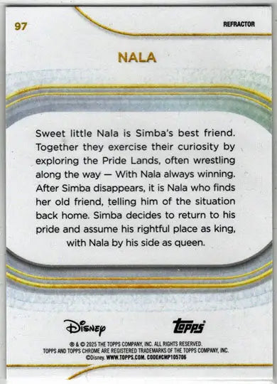 2025 Topps Chrome Disney Refractor Parallel Card 97 Nala - Non-Sports Card Single