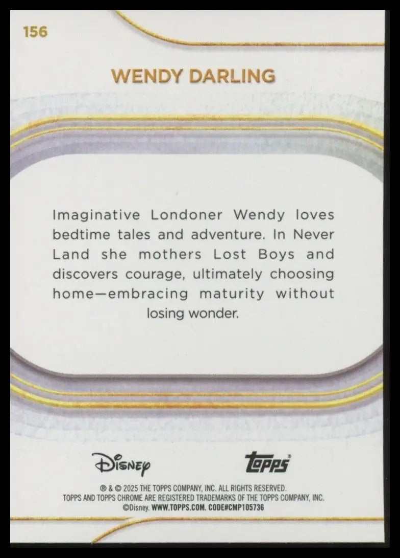 2025 Topps Chrome Disney Wendy Darling #156 Peter Pan Live Action Trading Card - Non-Sports Card Single