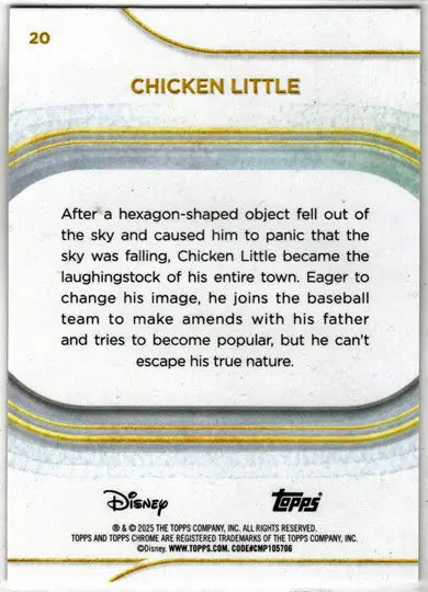2025 Topps Chrome Disney Yellow Refractor Card 20 Chicken Little 224/275 - Non-Sports Card Single