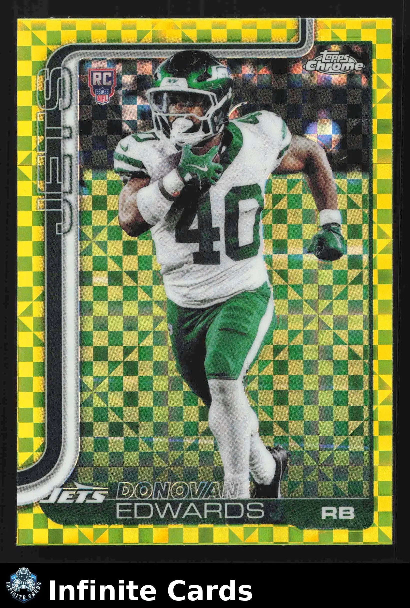 2025 Topps Chrome DONOVAN EDWARDS #392 Lime Green X-Fractor New York Jets RC - Football Card Single