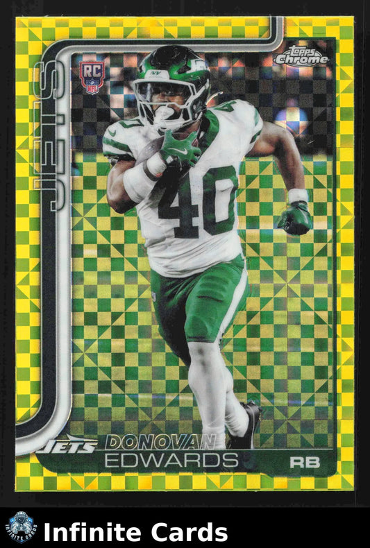 2025 Topps Chrome DONOVAN EDWARDS #392 Lime Green X-Fractor New York Jets RC - Football Card Single