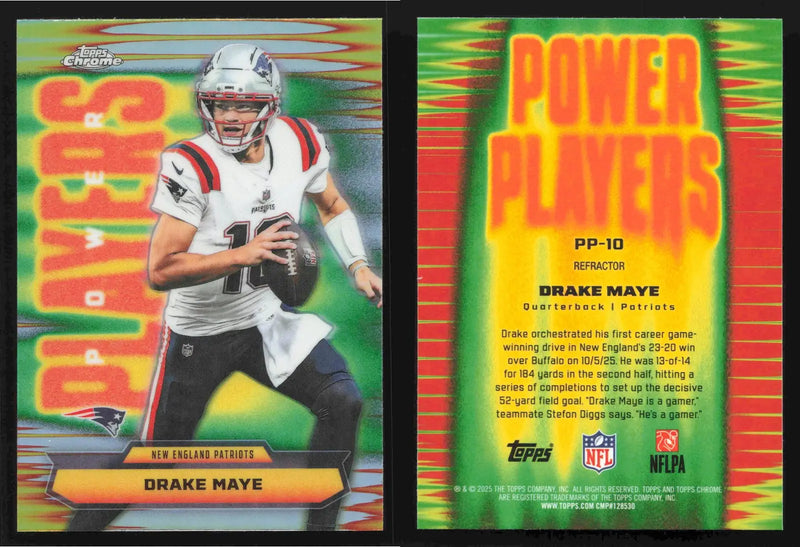 2025 Topps Chrome DRAKE MAYE #PP-10 Power Players Refractor New England Patriots - Football Card Single
