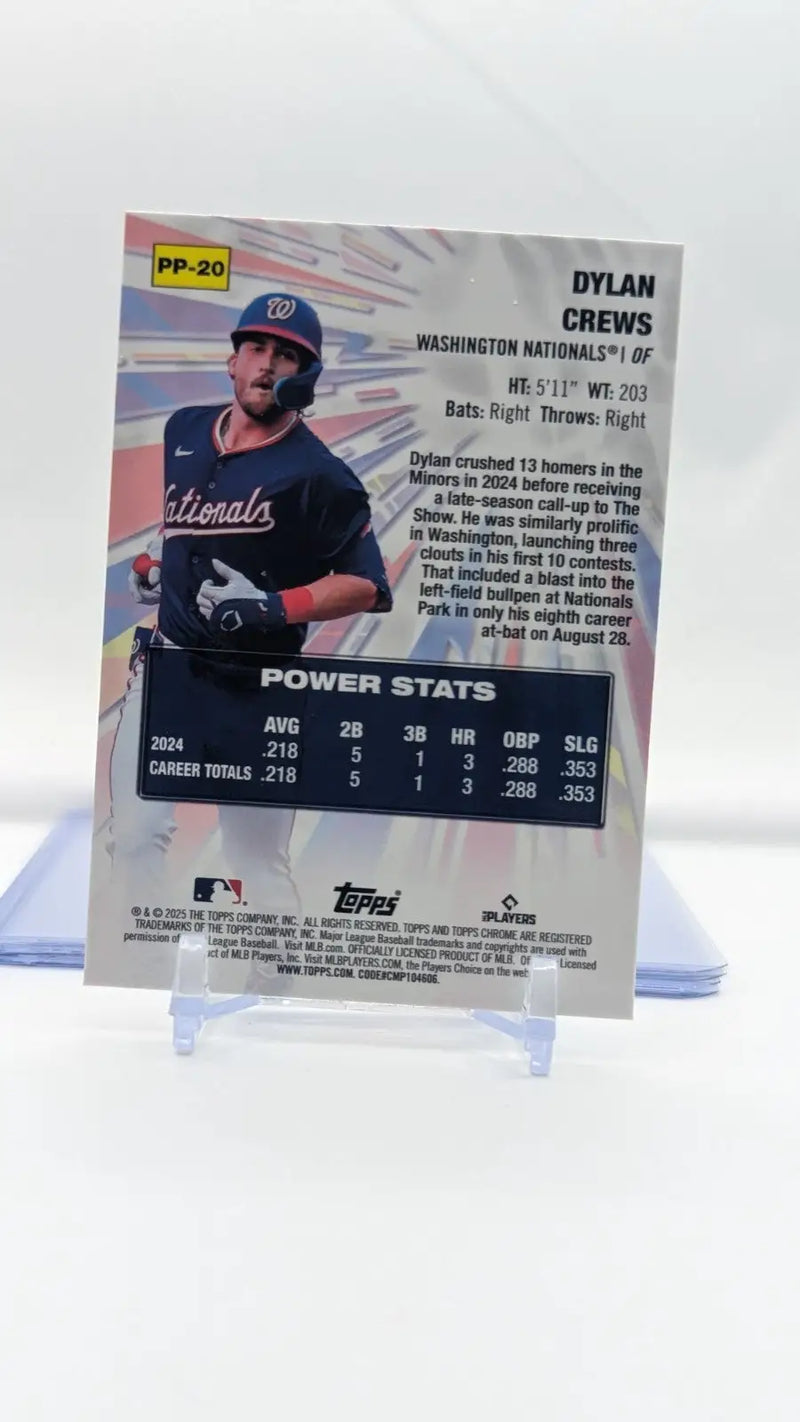 2025 Topps Chrome Dylan Crews Power Players RC #PP-20 Washington Nationals - Baseball Card Single