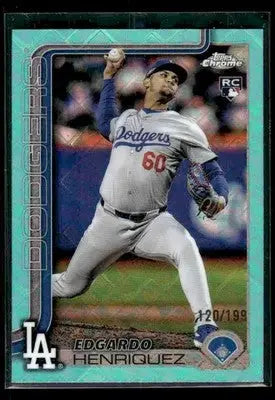2025 Topps Chrome Edgardo Henriquez #71 Logofractor Aqua #/199 RC LA Dodgers