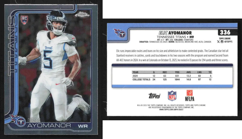 2025 Topps Chrome ELIC AYOMANOR #336 Tennessee Titans RC - Football Card Single