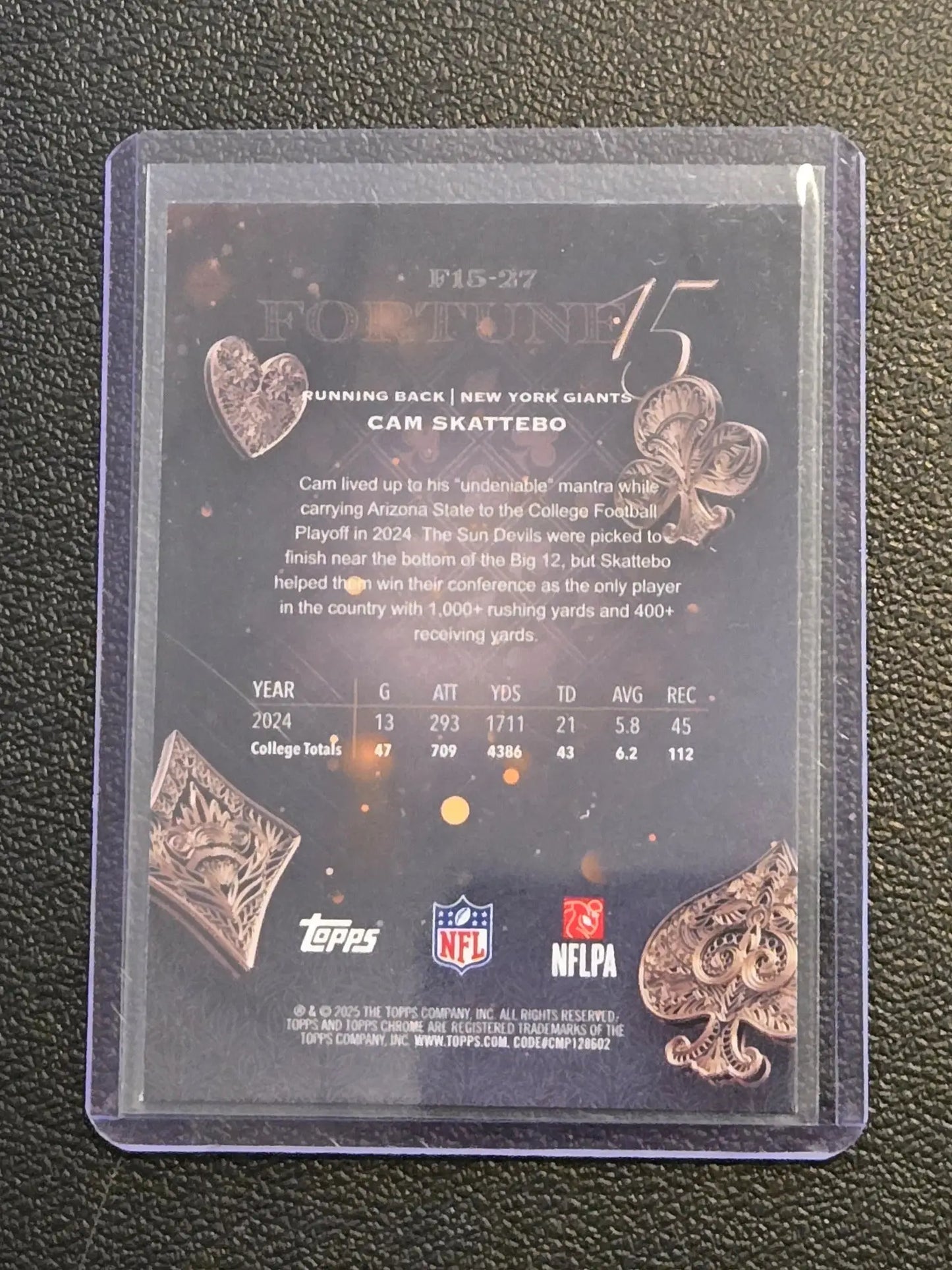 2025 Topps Chrome #F15-27 Cam Skattebo Fortune 15 - Football Card Single