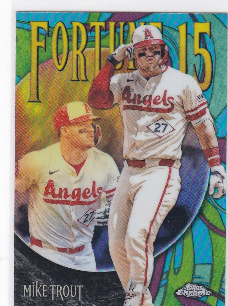 2025 Topps Chrome #F15-3 Mike Trout Fortune 15 Los Angeles Angels - Baseball Card Single