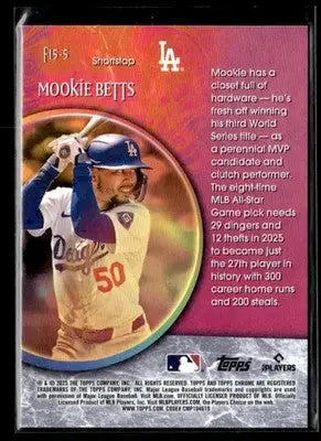2025 Topps Chrome #F15-5 Mookie Betts Fortune 15 - Baseball Card Single
