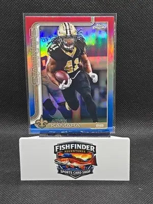 2025 Topps Chrome Football Alvin Kamara Red White Blue Refractor #215 Saints - Football Card Single