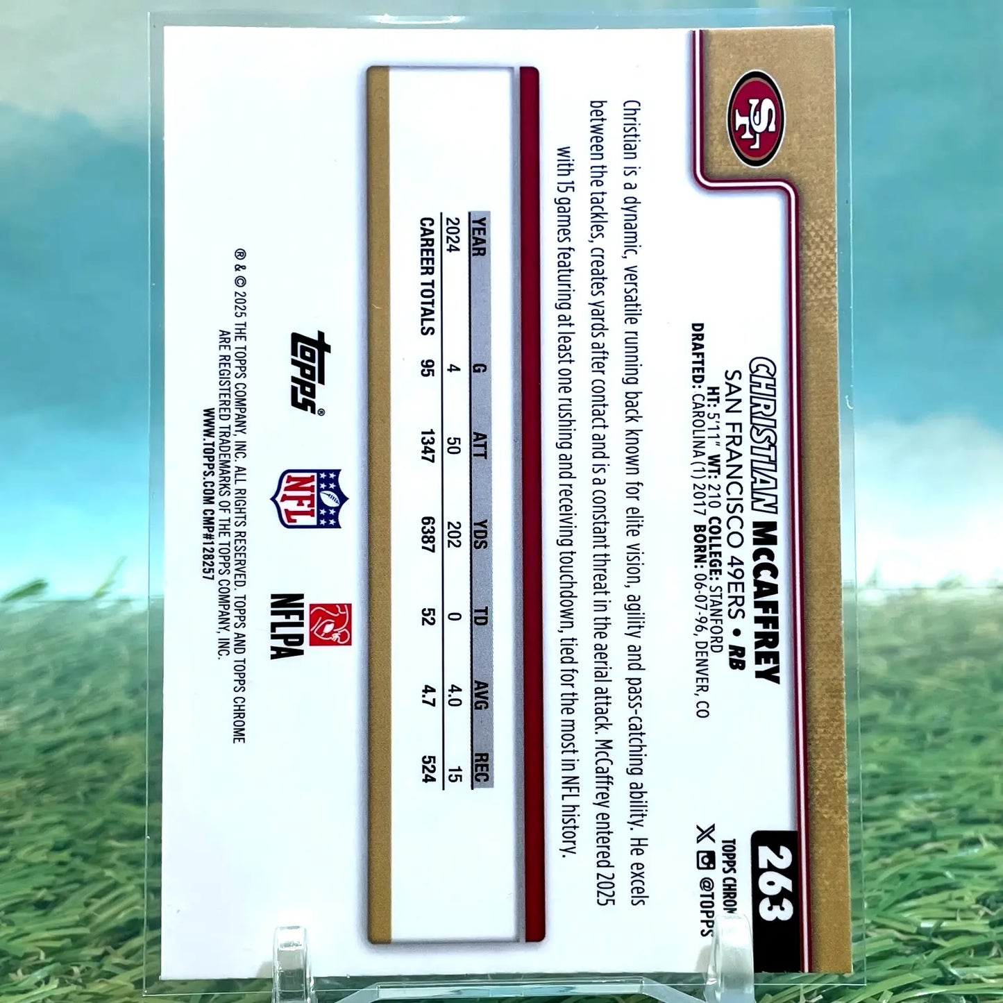 2025 Topps Chrome Football Christian McCaffrey #263 XFRACTOR 49ers CG58 - Football Card Single
