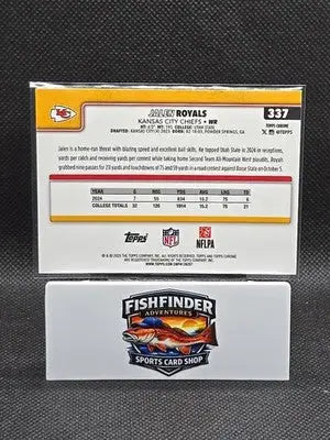 2025 TOPPS CHROME FOOTBALL JALEN ROYALS RAYWAVE REFRACTOR ROOKIE CHEIFS #337 - Football Card Single
