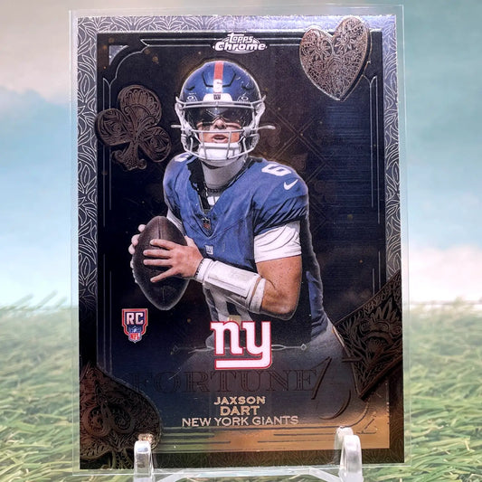 2025 Topps Chrome Football Jaxson Dart Rookie (RC) Fortune 15 New York Giants