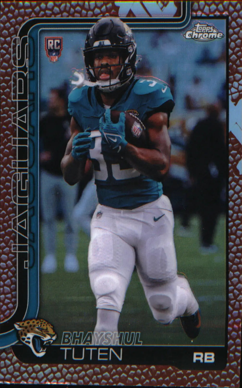 2025 Topps Chrome Football Leather Refractor #389 Bhayshul Tuten Rookie Rookie