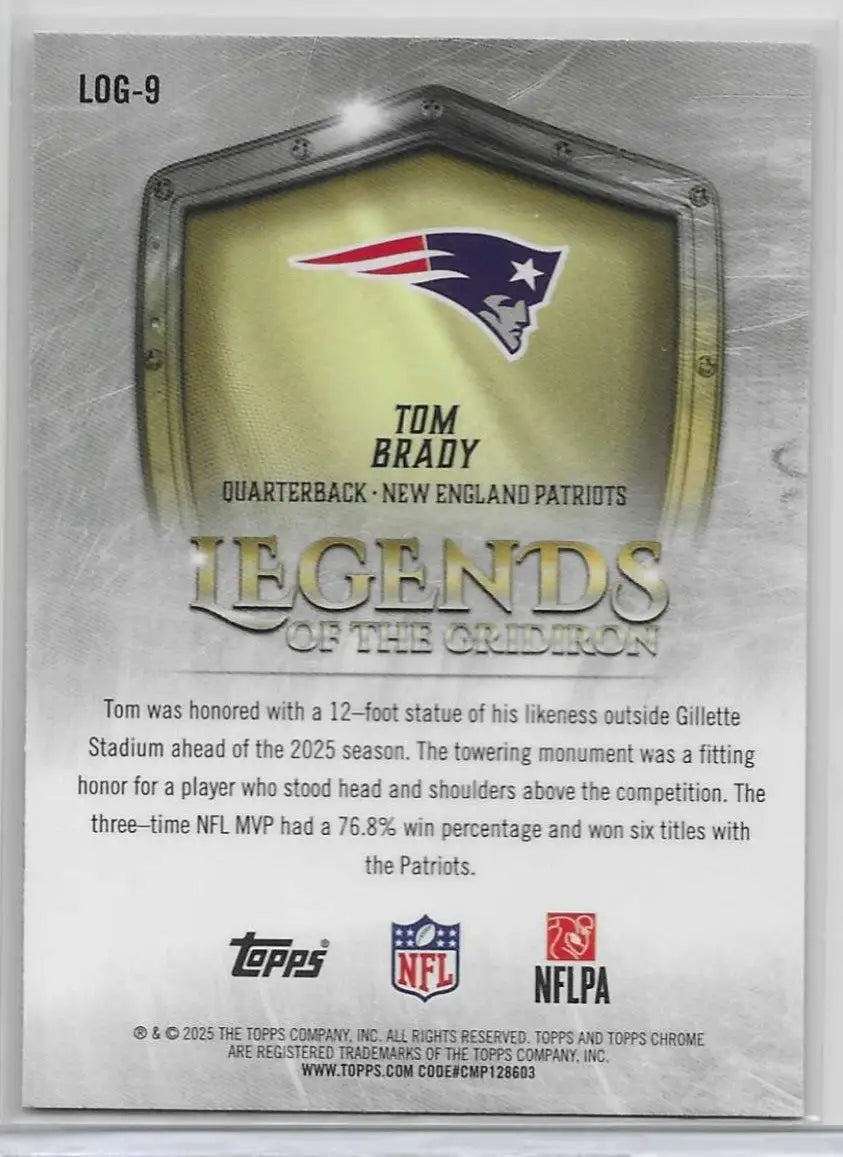 2025 Topps Chrome Football Tom Brady Legends of the Gridiron Insert LOG-9 1164 - Football Card Single