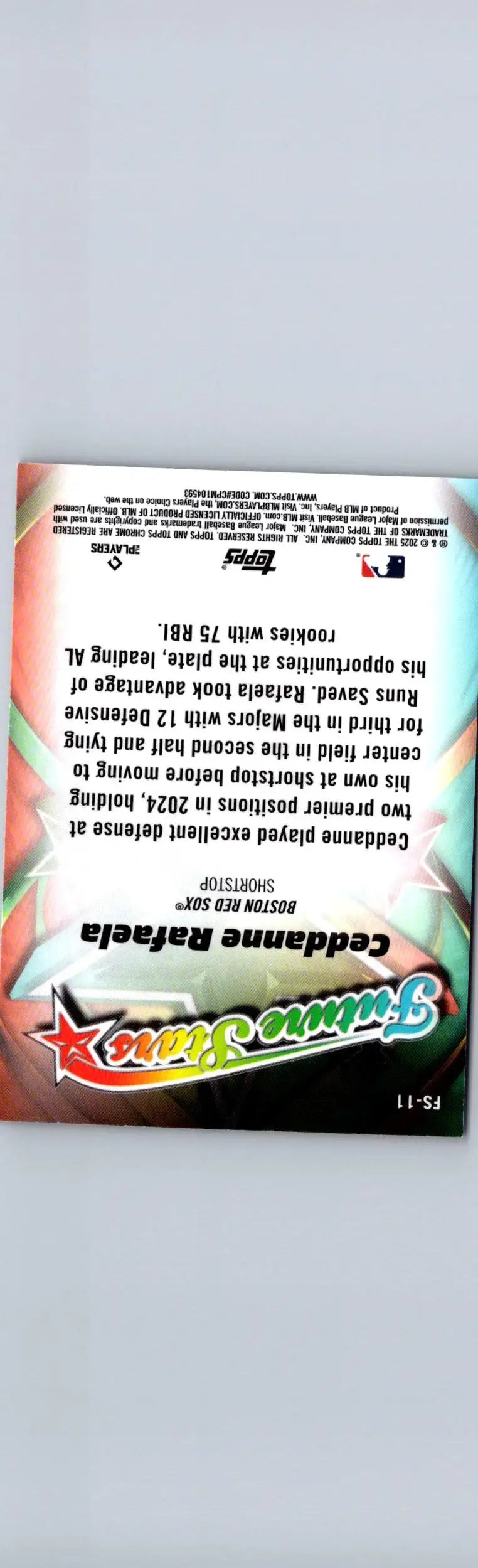 Baseball trading card featuring Ceddanne Rafaela from 2025 Topps Chrome Ceddanne Rafaela Future Stars
