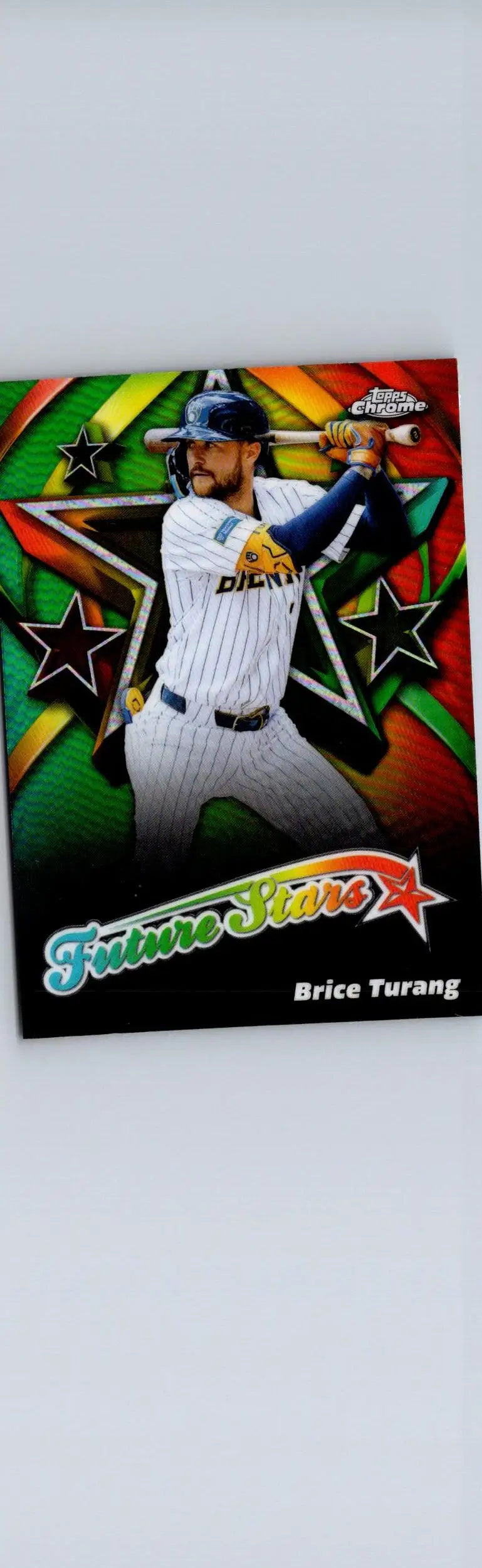 Brice Turang Future Stars baseball trading card with star-themed background and batting pose