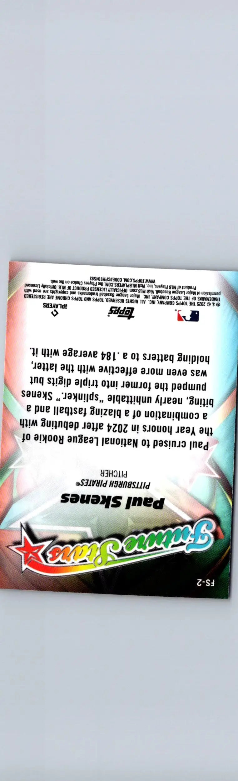 Paul Skenes baseball card from 2025 Topps Chrome Future Stars series