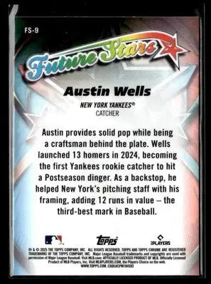 2025 Topps Chrome #FS-9 Austin Wells Future Stars - Baseball Card Single
