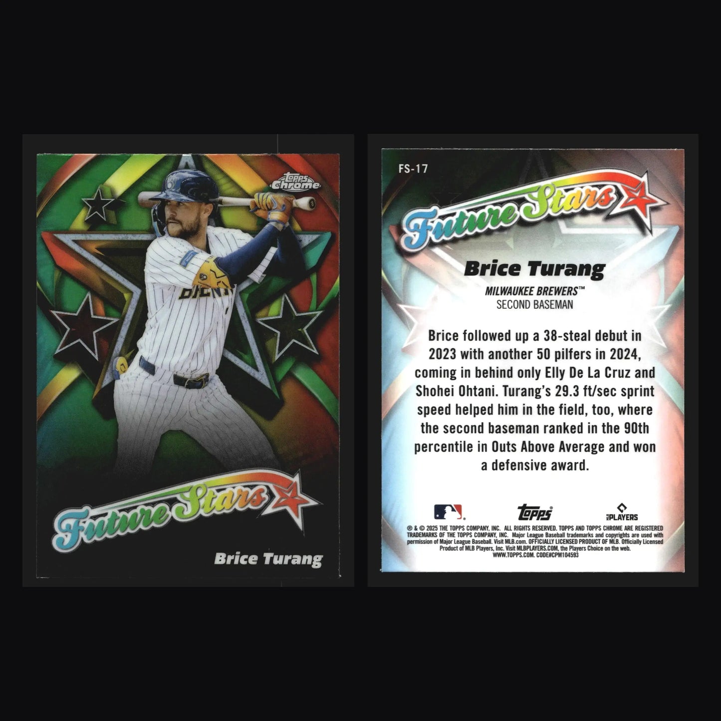 2025 Topps Chrome Future Stars Brice Turang #FS-17 Brewers - Baseball Card Single