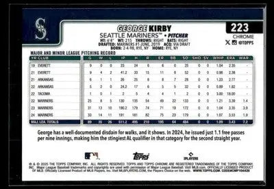 2025 Topps Chrome George Kirby #223 Seattle Mariners