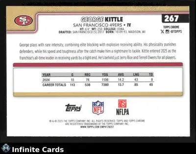 2025 Topps Chrome GEORGE KITTLE #267 San Francisco 49ers - Football Card Single