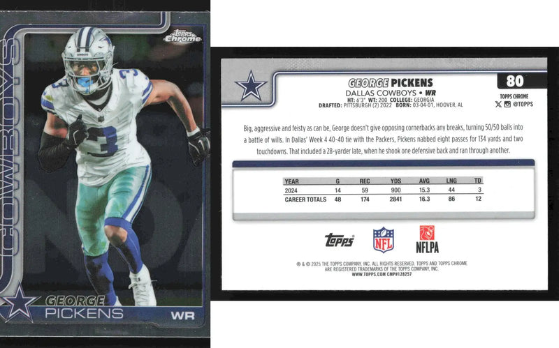 2025 Topps Chrome GEORGE PICKENS #80 Dallas Cowboys - Football Card Single
