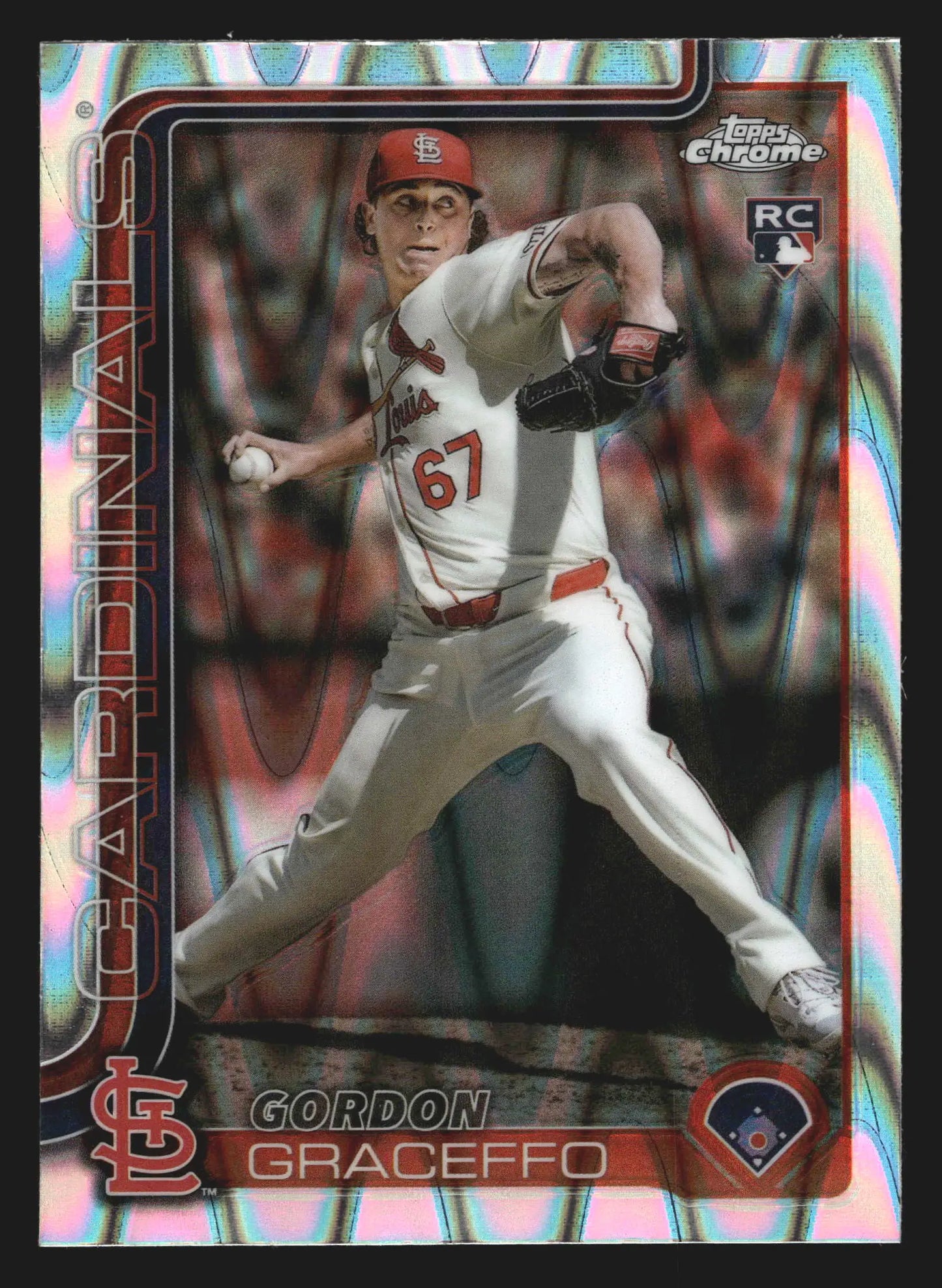 2025 Topps Chrome Gordon Graceffo #256 Ray Wave Refractor RC Cardinals - Baseball Card Single