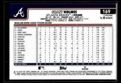 2025 Topps Chrome Grant Holmes #169 RC Atlanta Braves