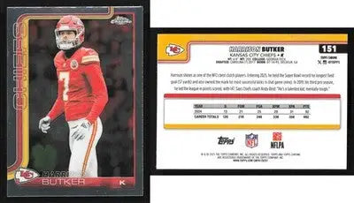 2025 Topps Chrome HARRISON BUTKER #151 Kansas City Chiefs - Football Card Single