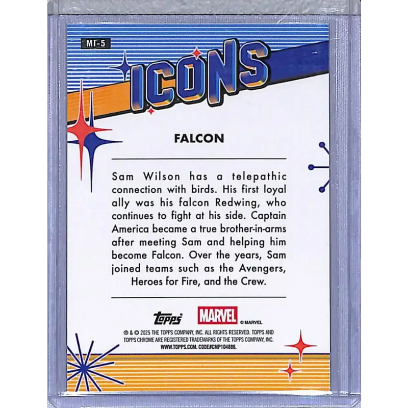 2025 Topps Chrome Icons #MI-5 Falcon NM-MT - Marvel Card Single