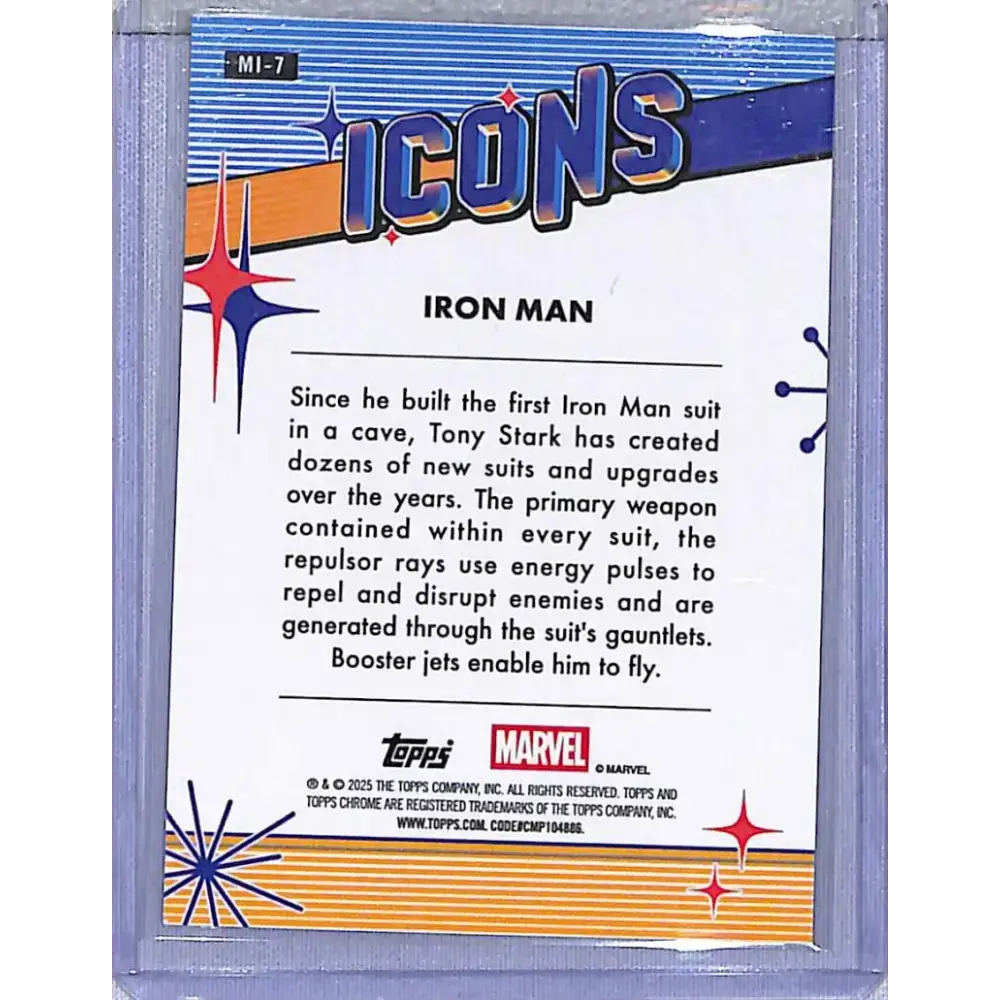 2025 Topps Chrome Icons #MI-7 Iron Man NM-MT - Marvel Card Single