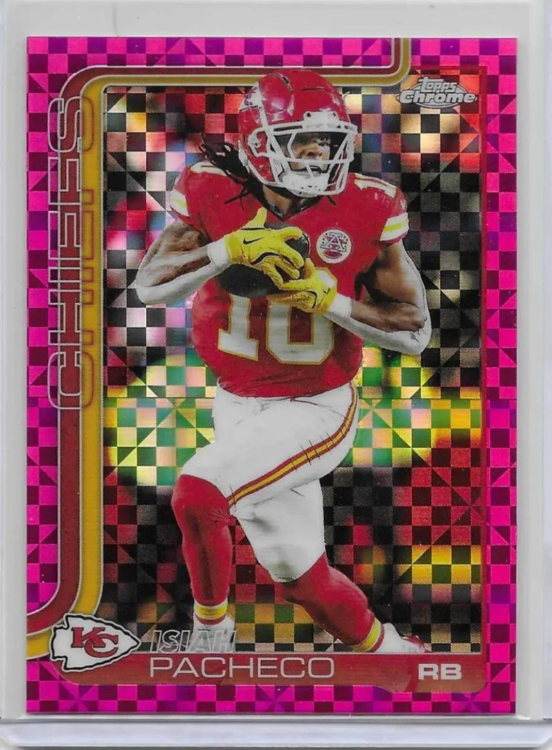 2025 Topps Chrome Isiah Pacheco Pink x-Factor #149 Kansas City Cheifs (1204) - Football Card Single