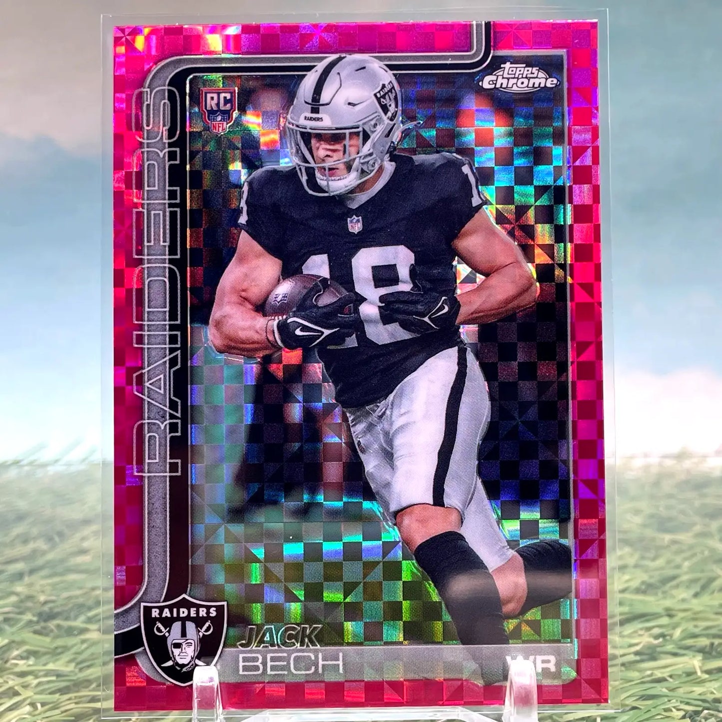 2025 Topps Chrome Jack Bech Rookie (RC) Pink X-fractor Las Vegas Raiders - Football Card Single