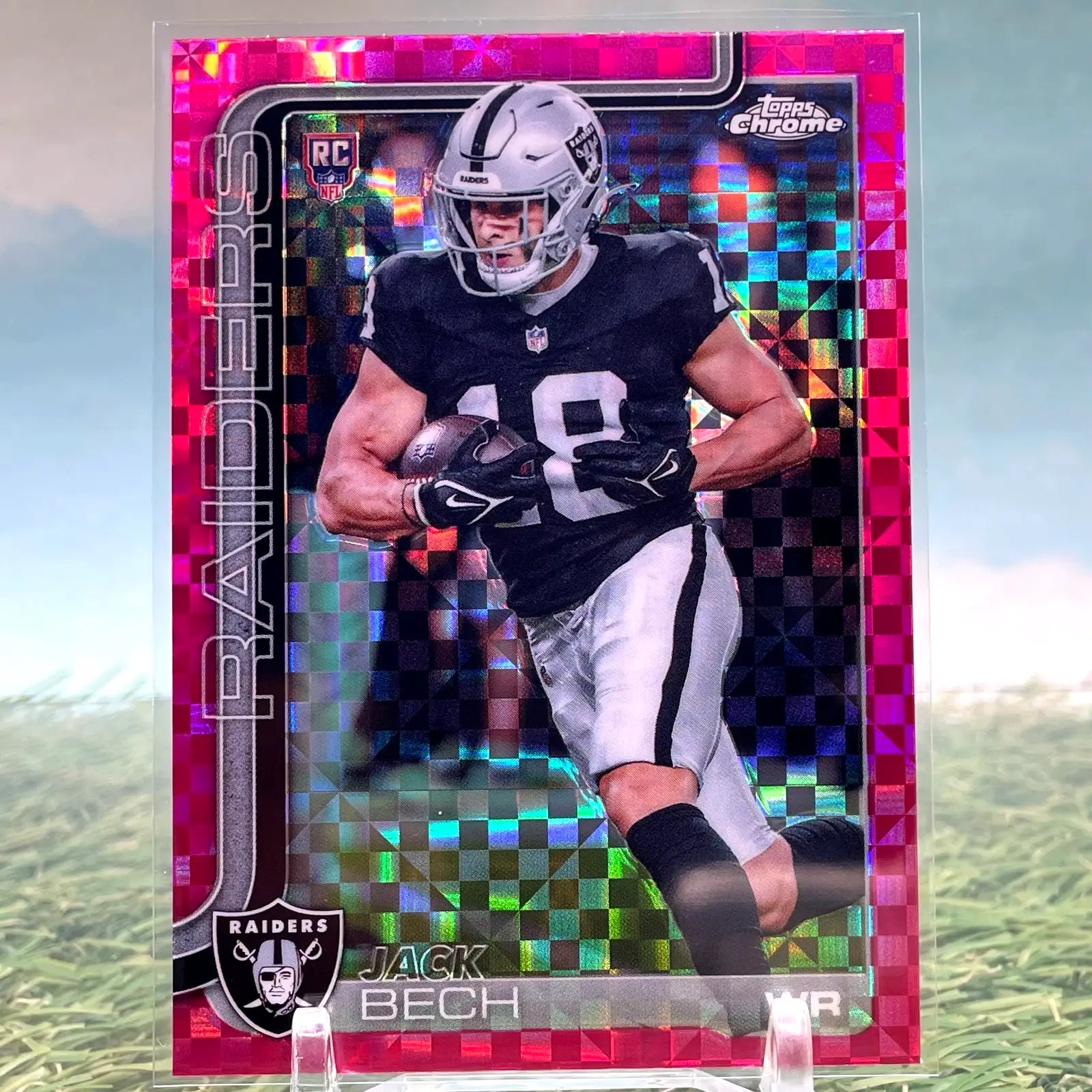 2025 Topps Chrome Jack Bech Rookie (RC) Pink X-fractor Las Vegas Raiders - Football Card Single