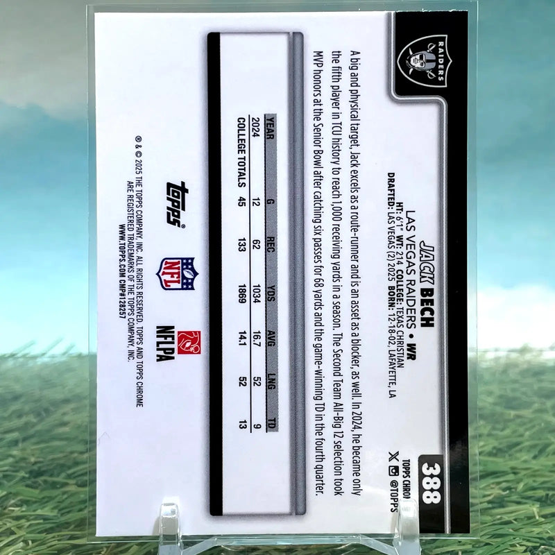 2025 Topps Chrome Jack Bech Rookie (RC) Pink X-fractor Las Vegas Raiders - Football Card Single
